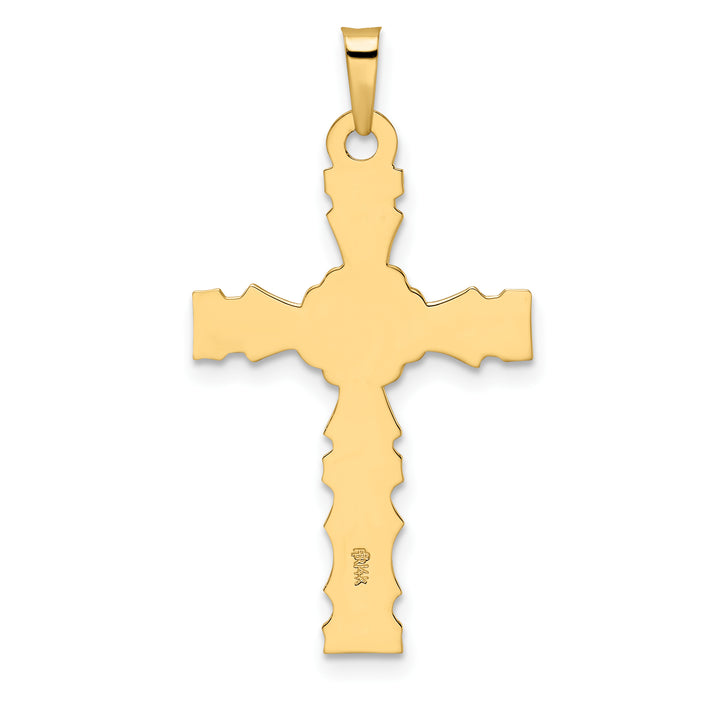14k Polished Solid Floral Center Cross Pendant