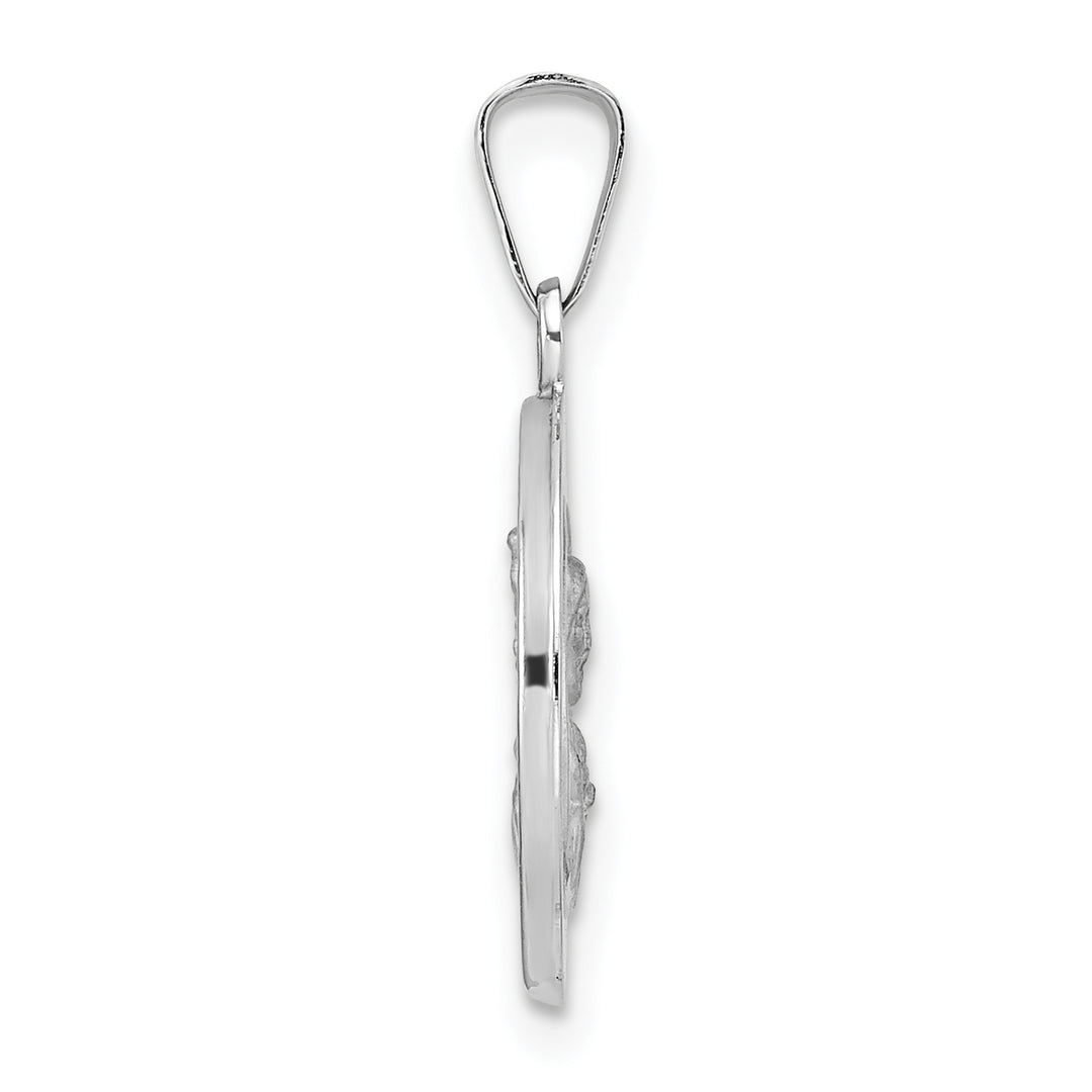 14k White Gold Polished and Satin Hollow Queen of Holy Scapular Medal