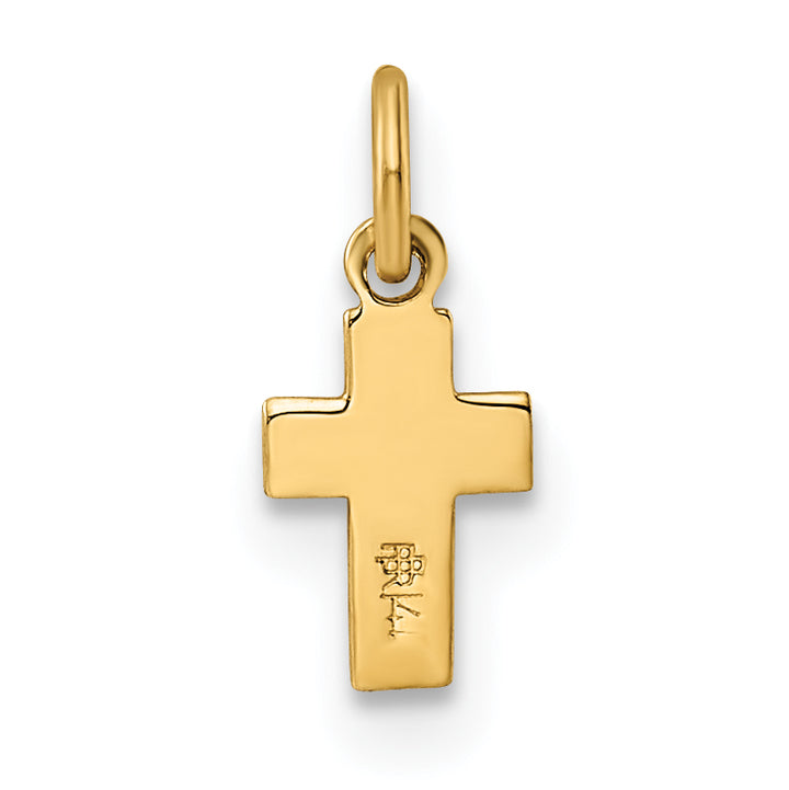 14k Polished Solid Tiny Heart Cross Pendant