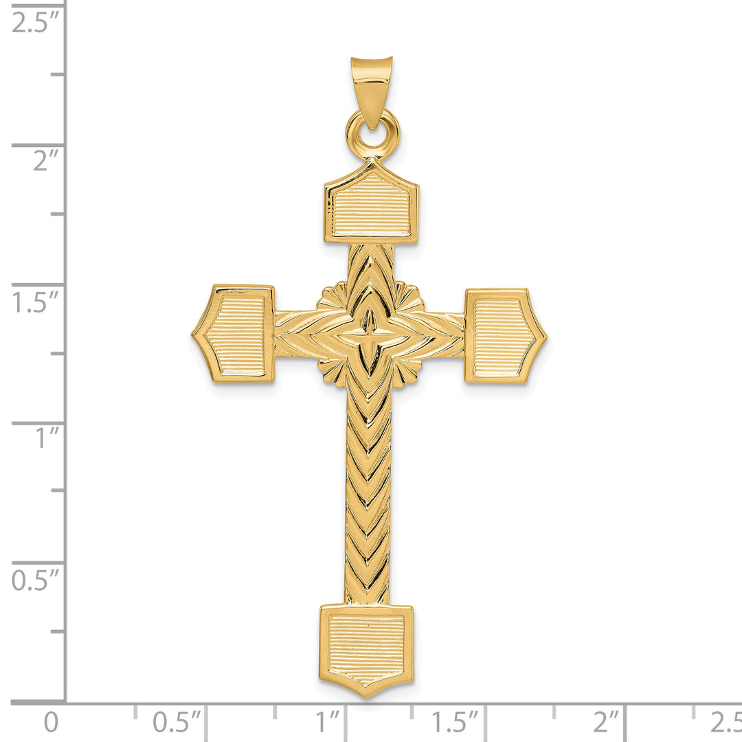 14k Polished Solid Fancy Design Cross Pendant