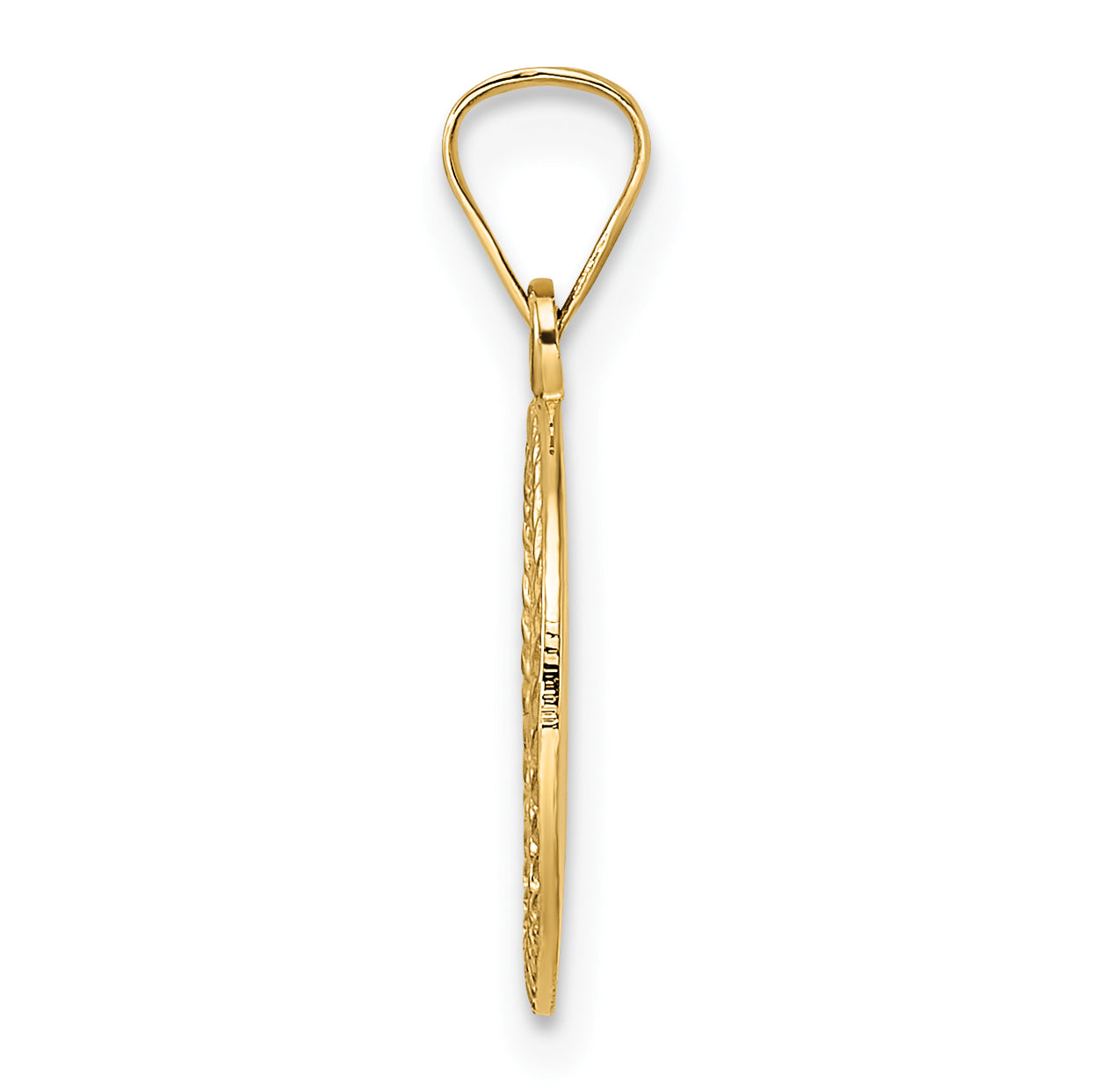 14k Polished and Textured Solid Star of David in Frame Pendant