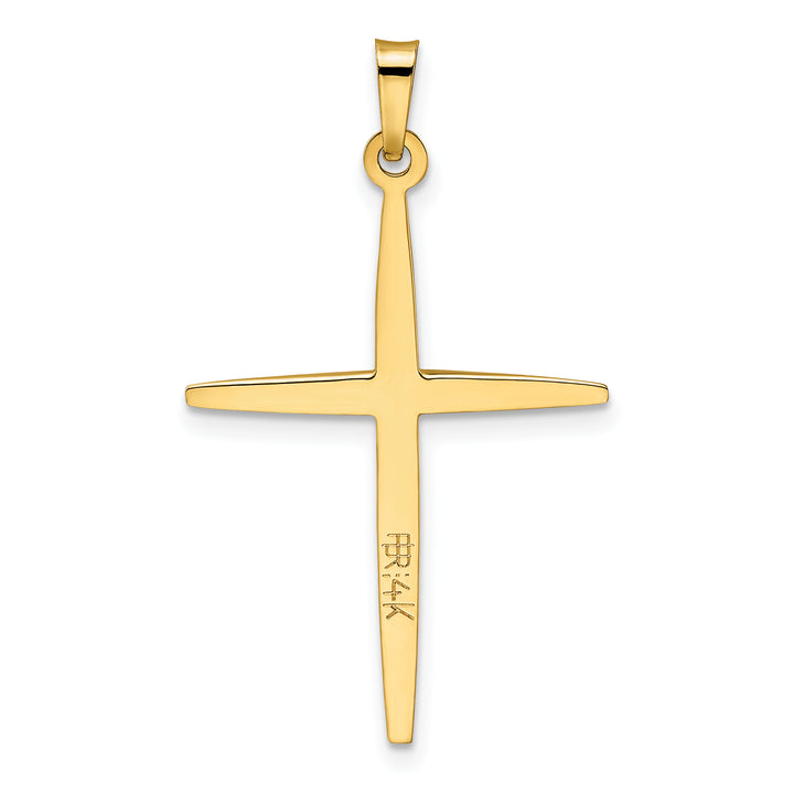 14k Two-tone Polished Solid Double Cross Pendant