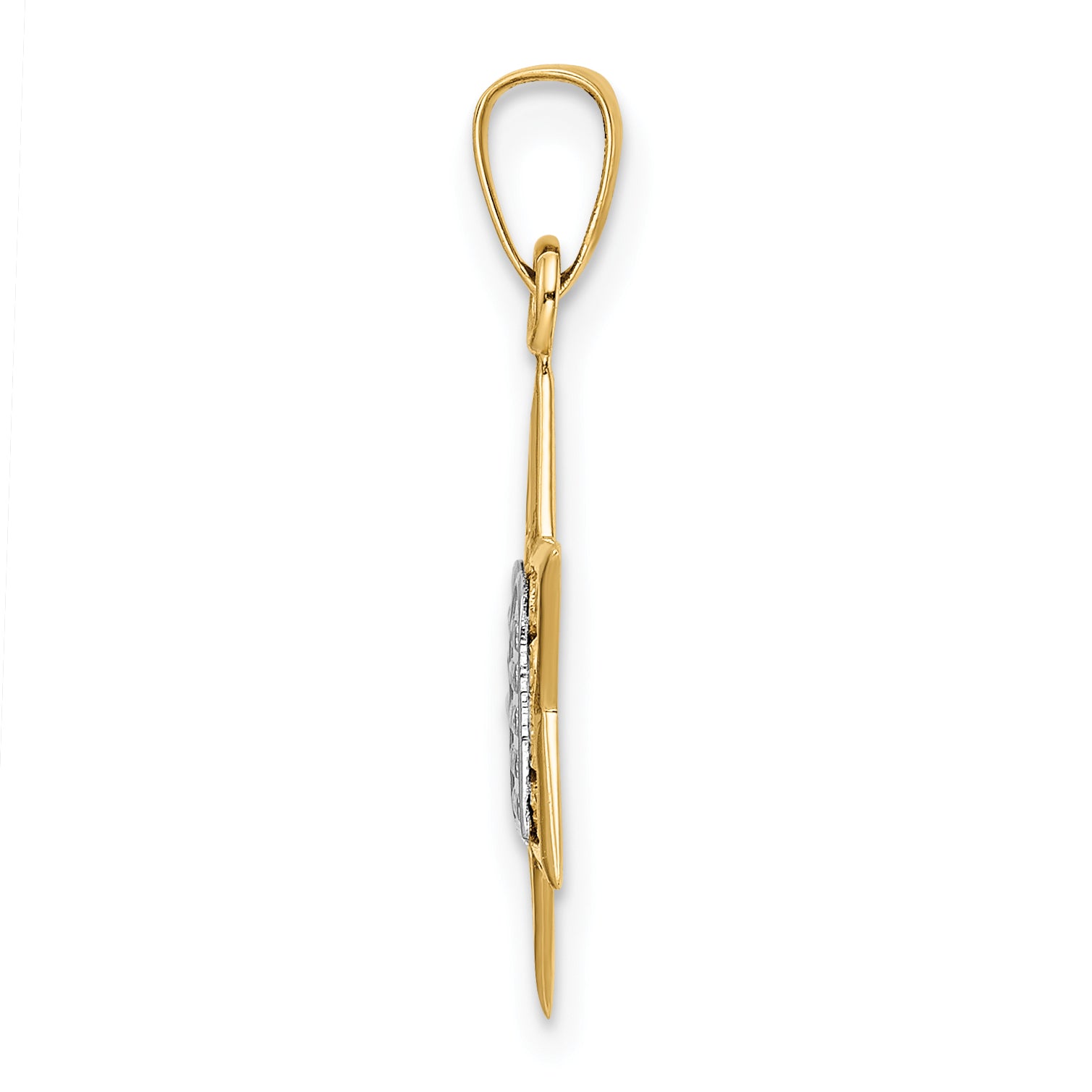 14k Two-tone Polished Solid Star and Torah Pendant