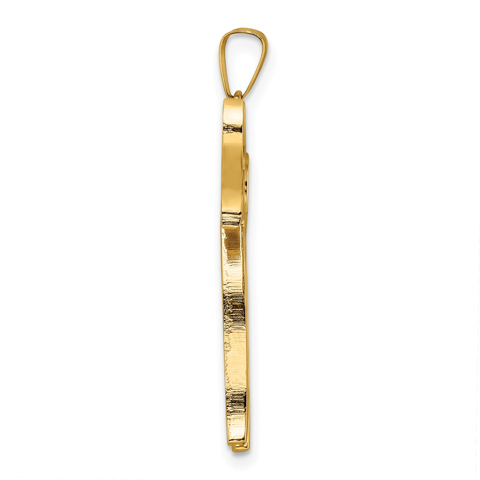 14k Polished and Textured Solid Chai Symbol Pendant
