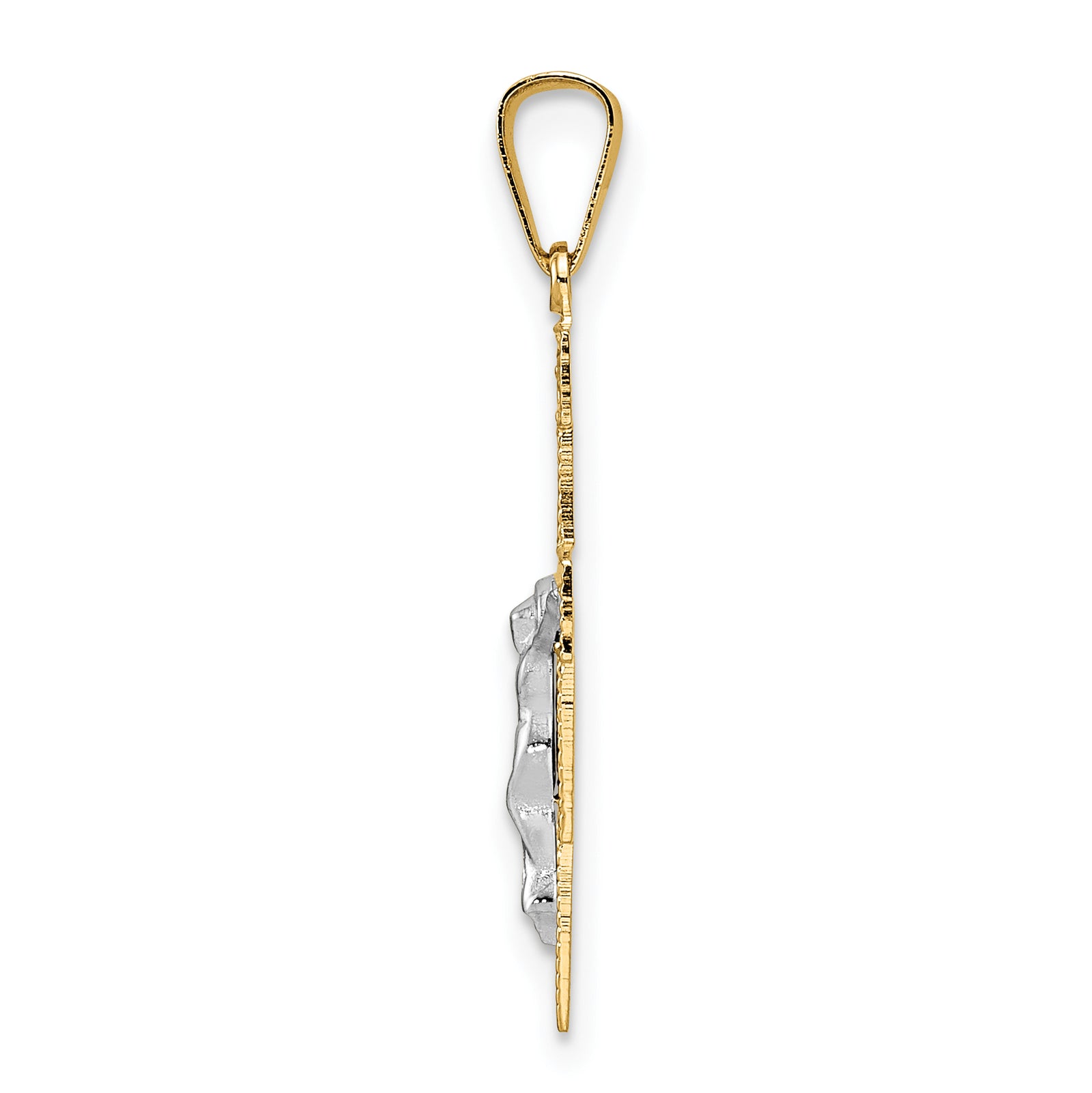 14k Two-tone Solid Crucifix Pendant