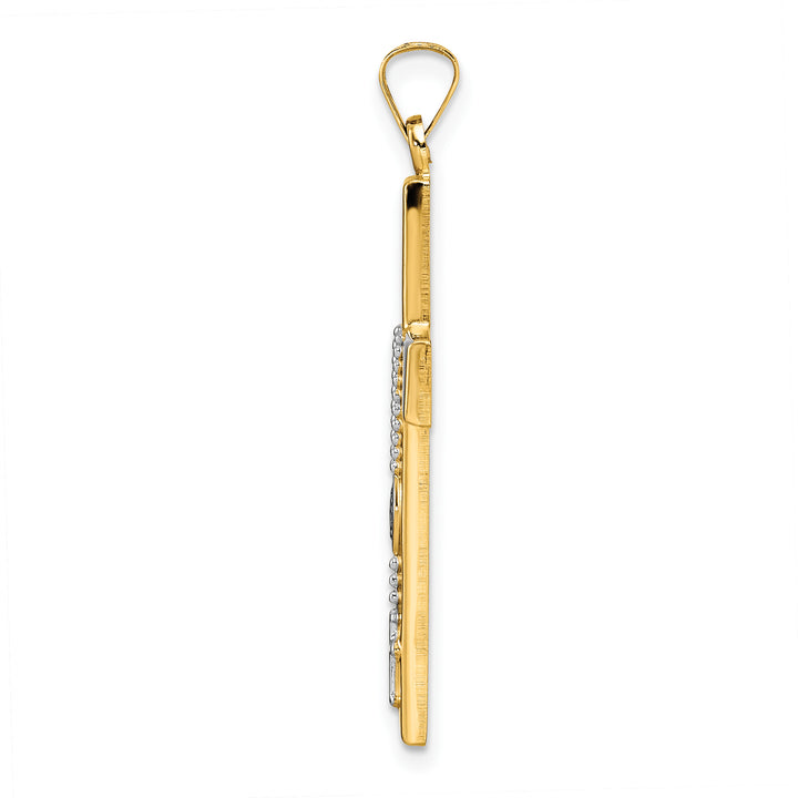 14k Two-tone Polished Hollow Rosary Cross Pendant