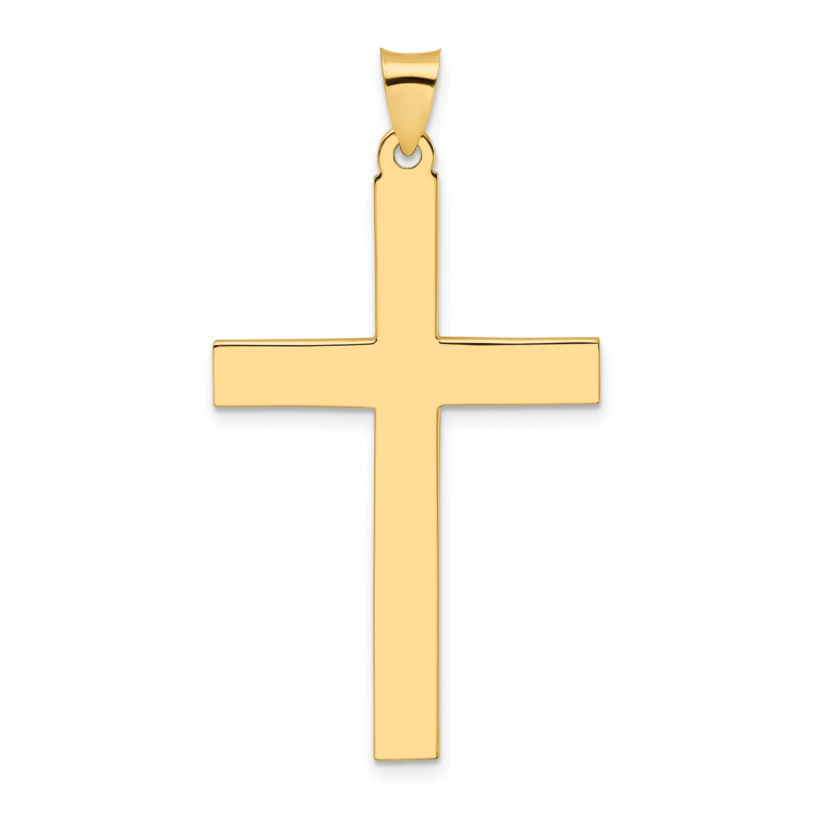 14k Large Polished Solid Cross Pendant