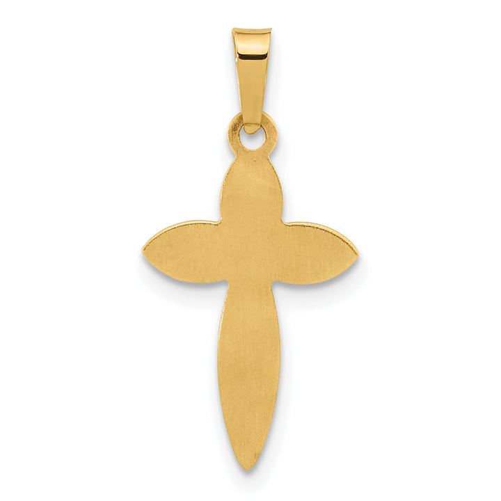 14k Polished and Beaded Hollow Edge Passion Cross Pendant