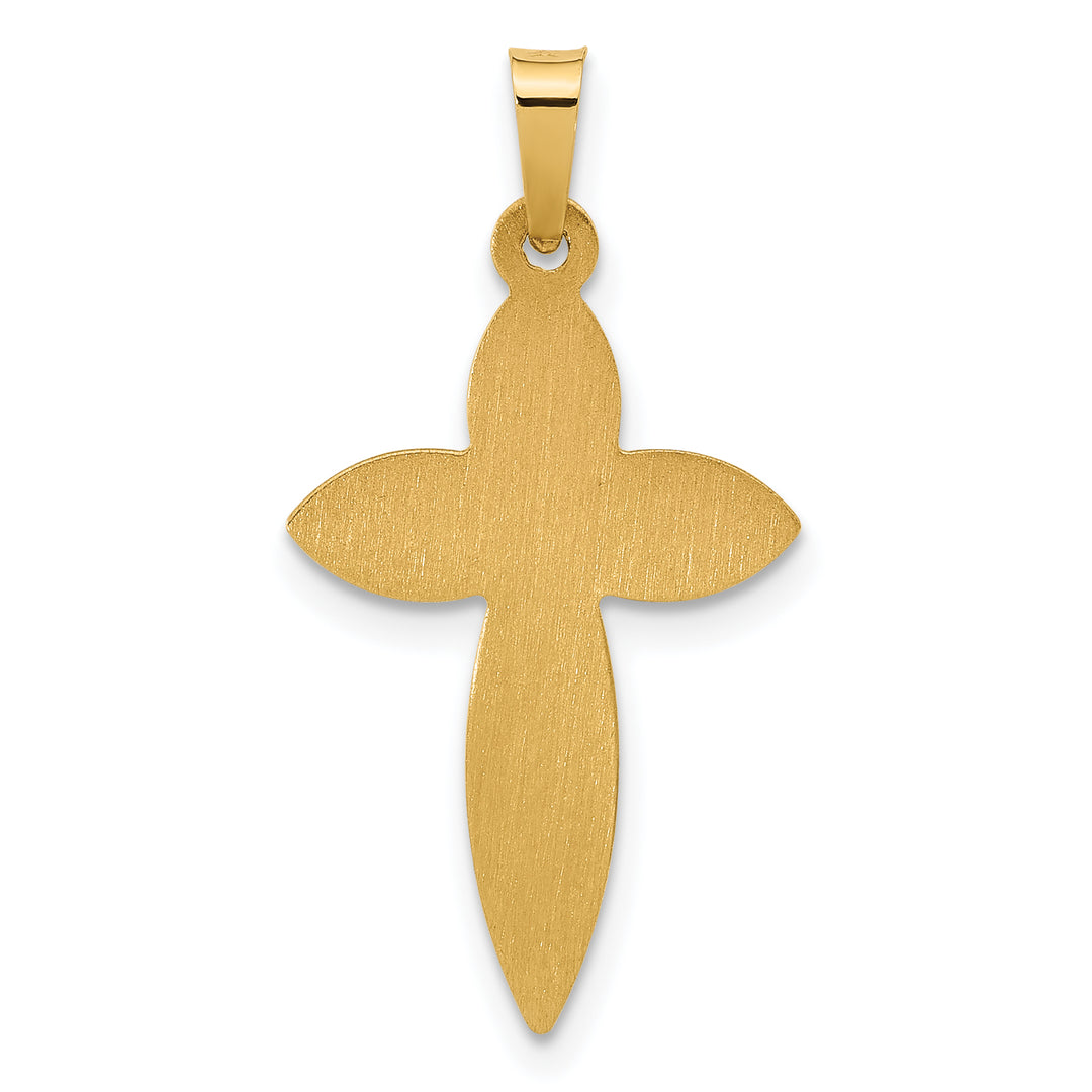 14k Polished and Beaded Hollow Edge Passion Cross Pendant