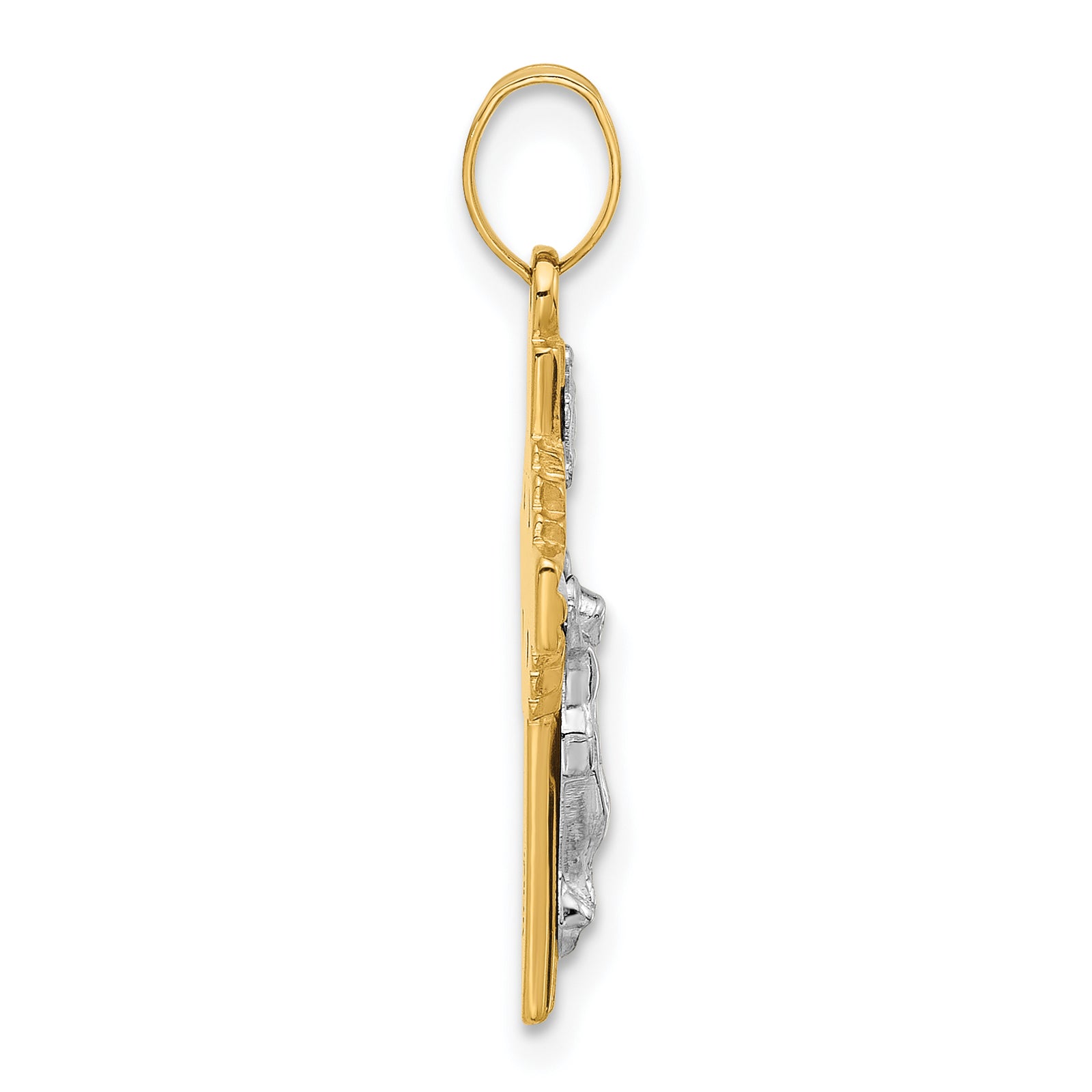 14k Two-Tone Hollow INRI Crucifix Pendent
