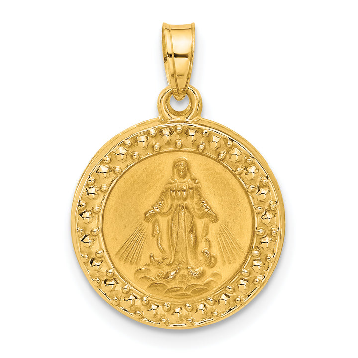 14K Hollow Miraculous Mary Plain Back Medal