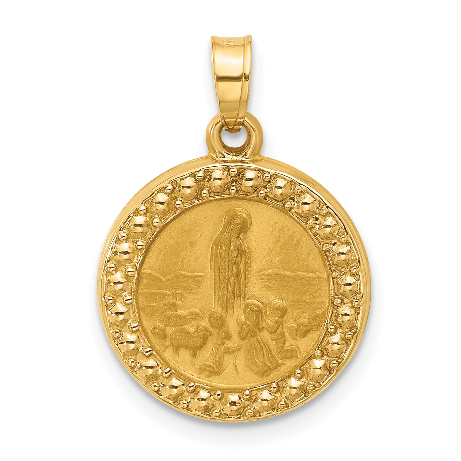 14k Satin and Polished St Anthony Medal Round Pendant