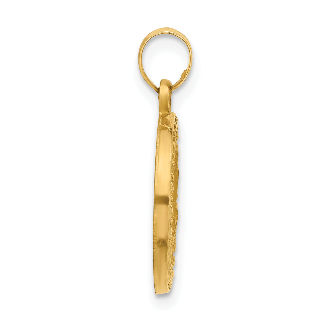 14k Satin and Polished St Anthony Medal Round Pendant
