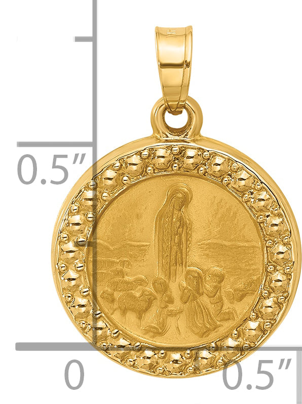 14k Satin and Polished St Anthony Medal Round Pendant