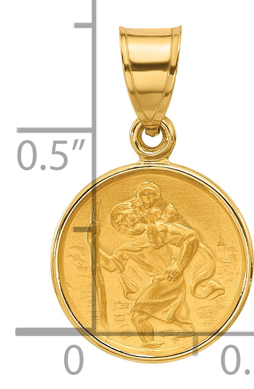 14k Polished and Satin St. Christopher Medal