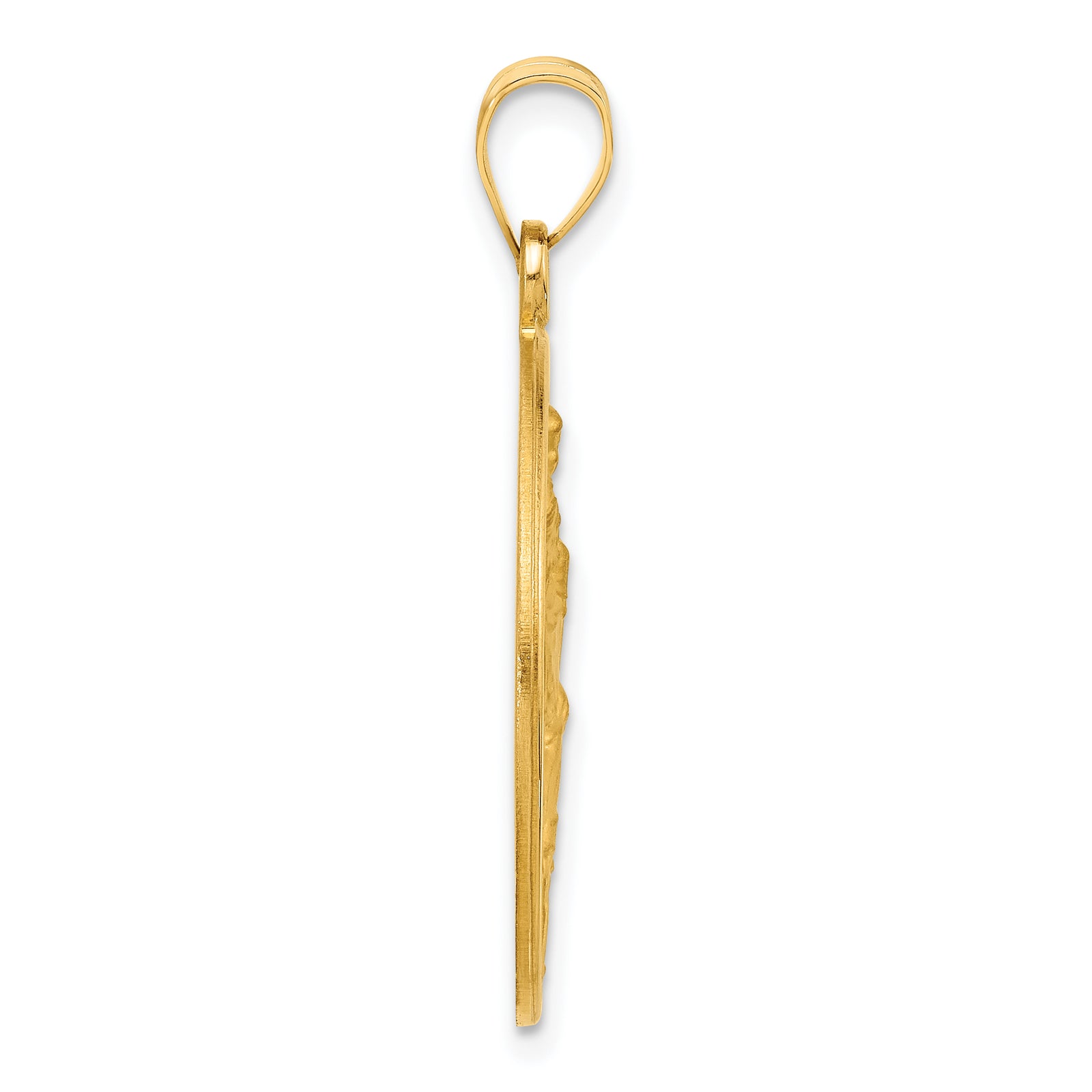 14k Polished and Satin Solid Large St. Christopher Medal Round Pendant