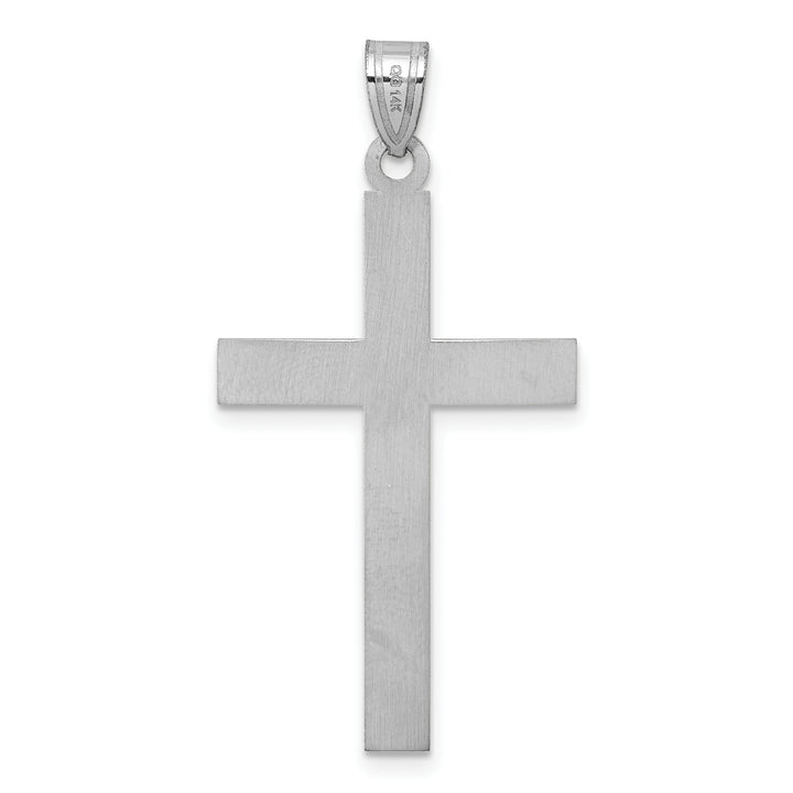 14k White Gold Florentine Satin Cross Pendant