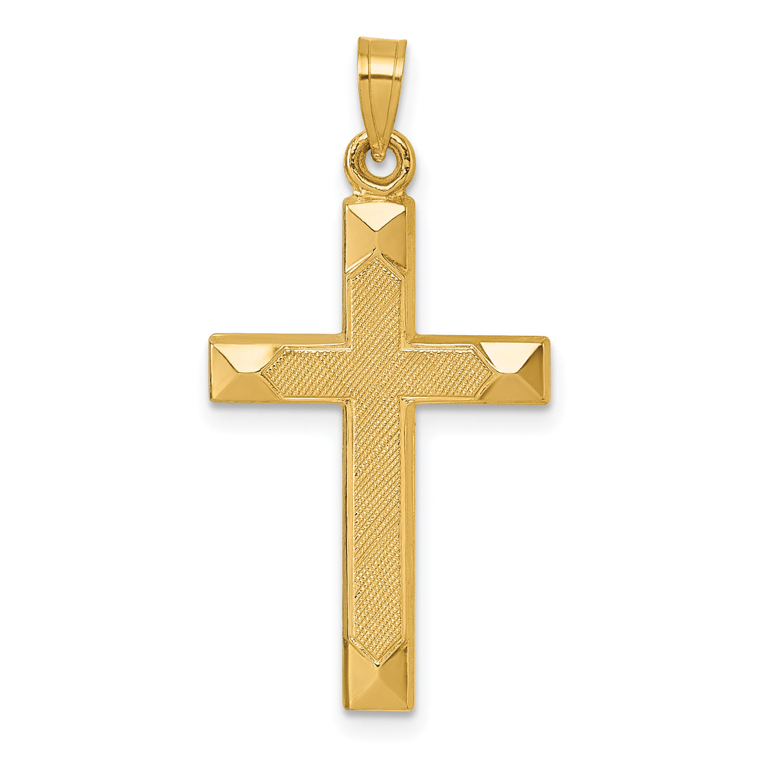 14k Polished And Textured Cross Pendant