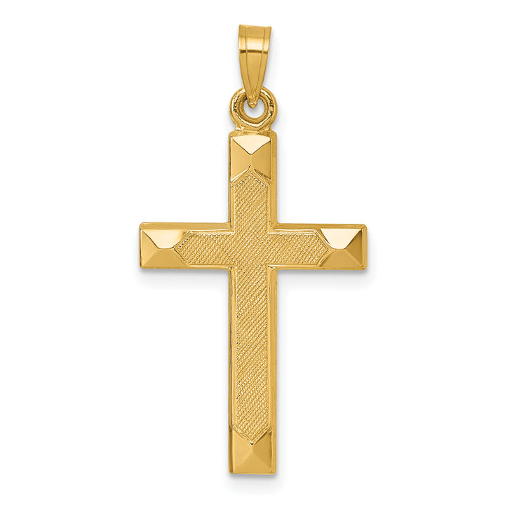 14k Polished And Textured Cross Pendant