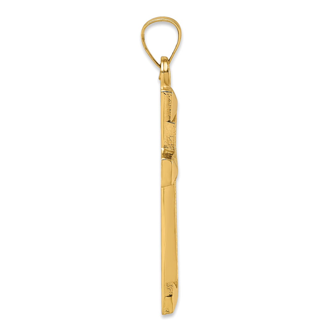 14k Polished And Textured Cross Pendant