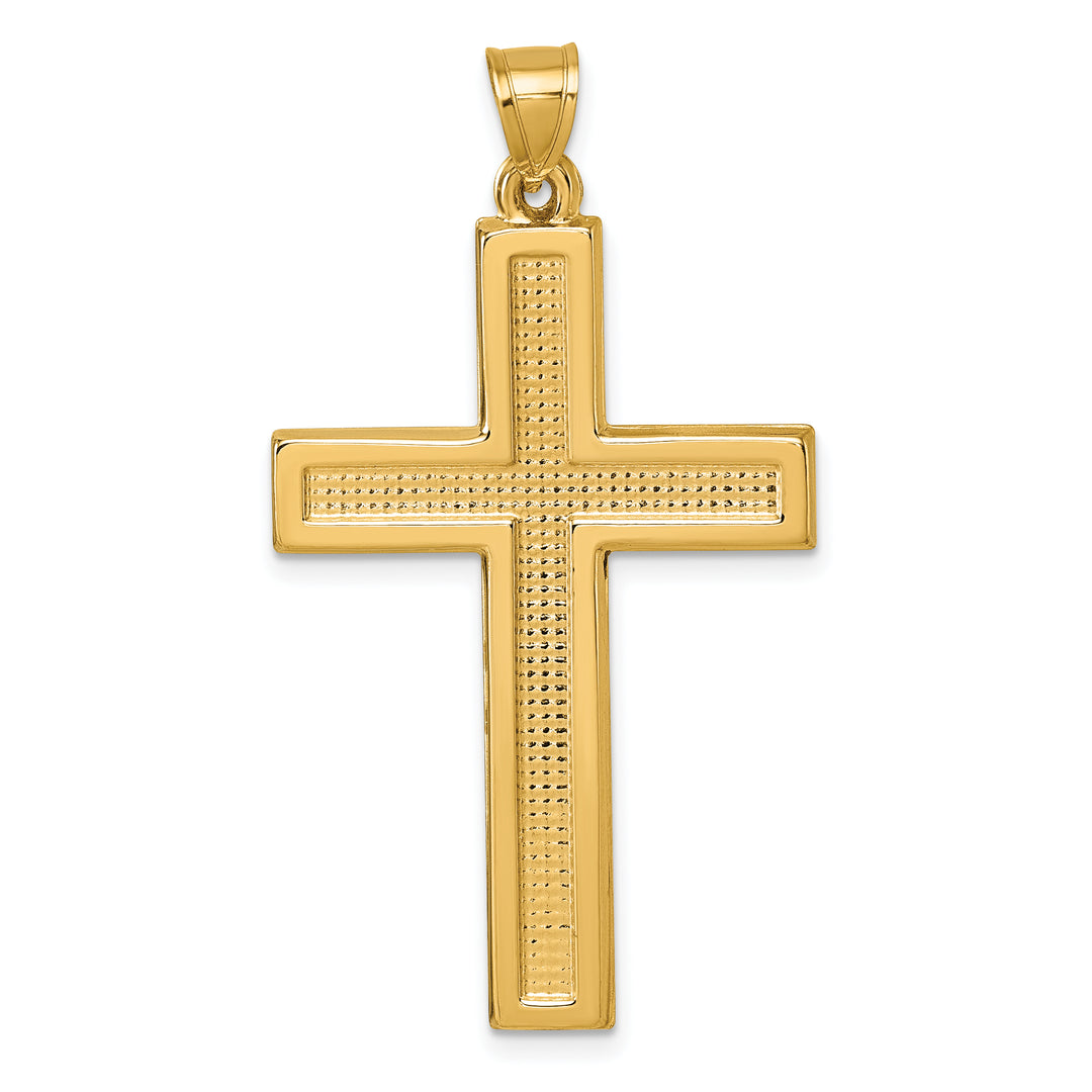14k Polished And Textured Cross Pendant