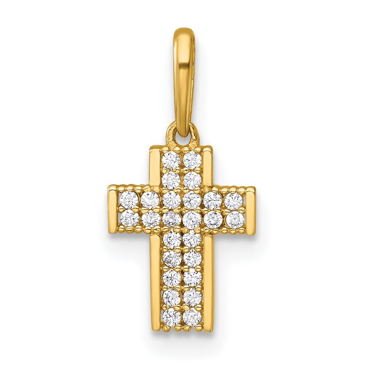 14k Polished CZ Latin Cross Pendant