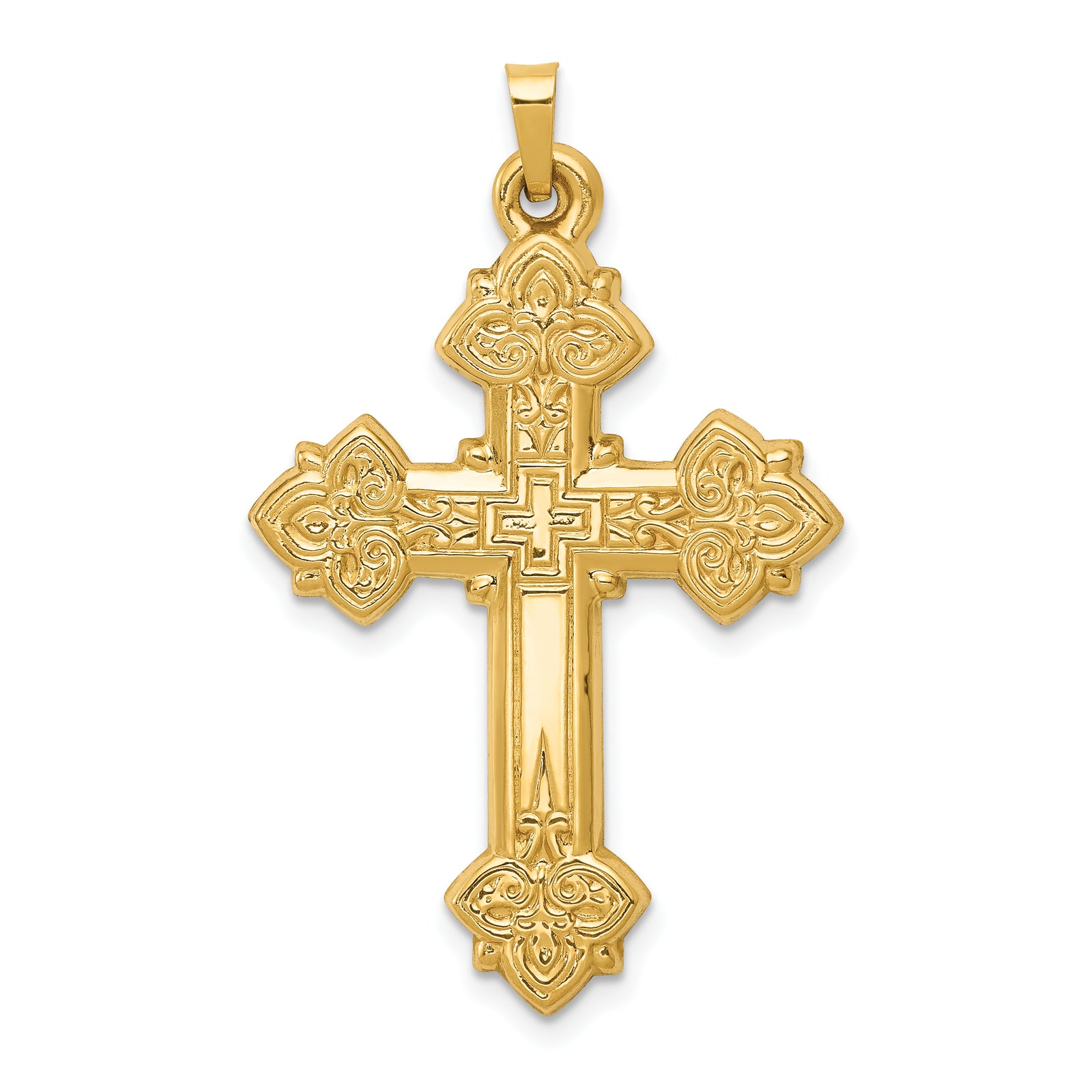 14k Hollow Cross Pendant