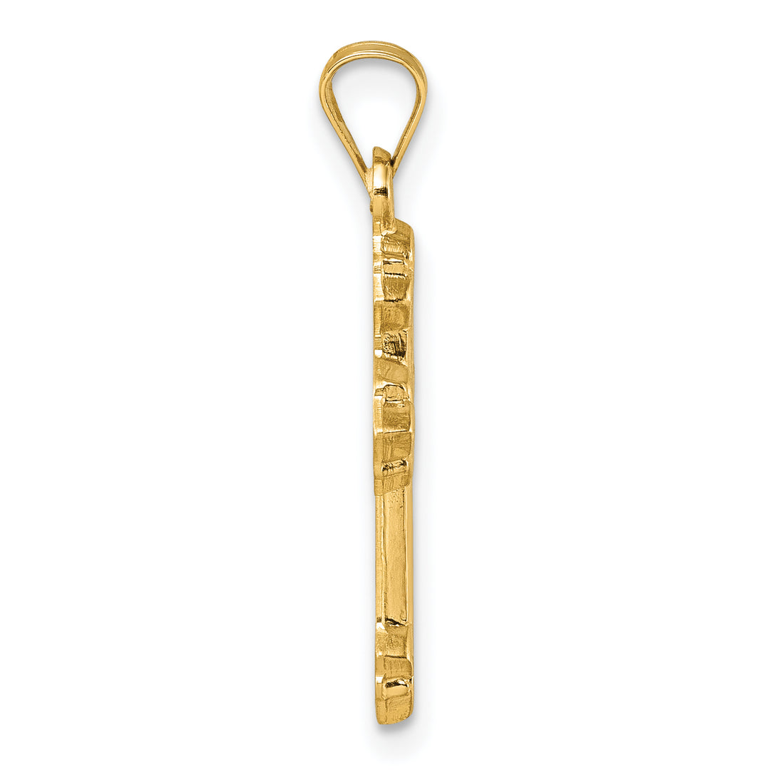 14k Polished Fleur de Lis Cross Pendant