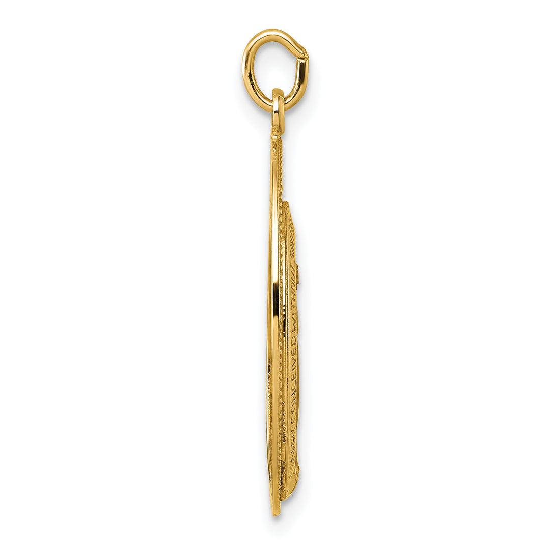 14k Polished and Satin Miraculous Medal in Frame Oval Pendant