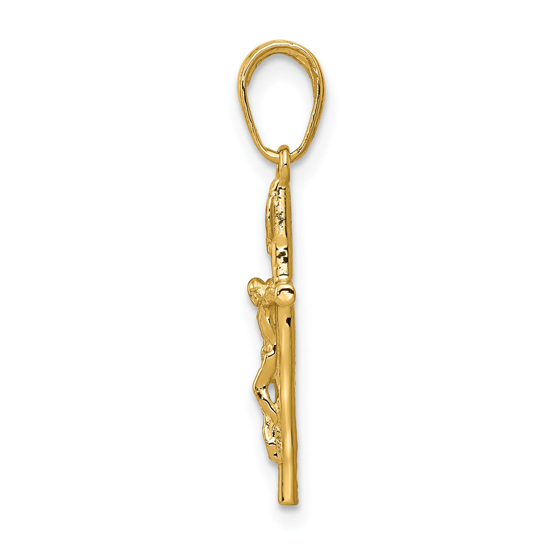 14k INRI Hollow Crucifix Pendant