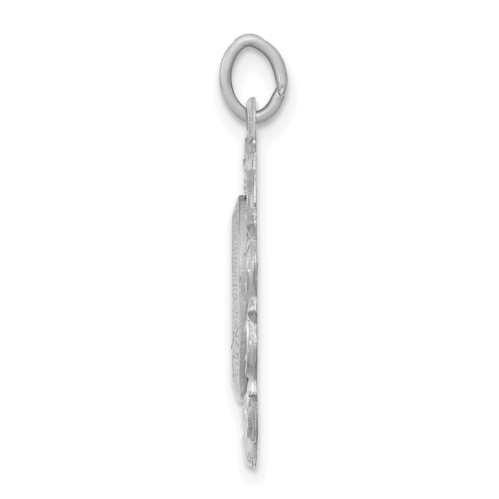 14k White Gold Miraculous Medal Solid Charm