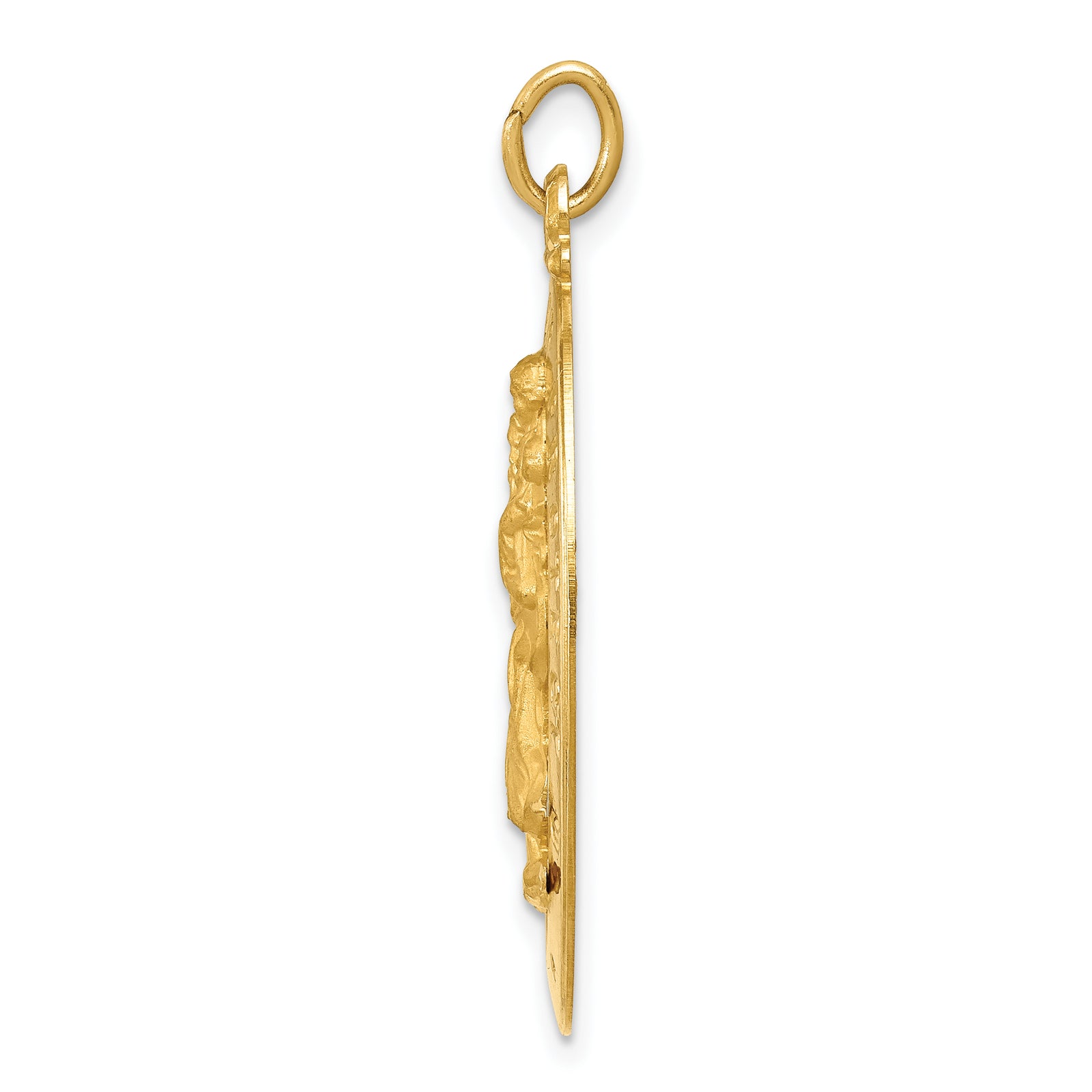 14k Polished and Satin Solid Cut-out Saint Christopher Medal Oval Pendant