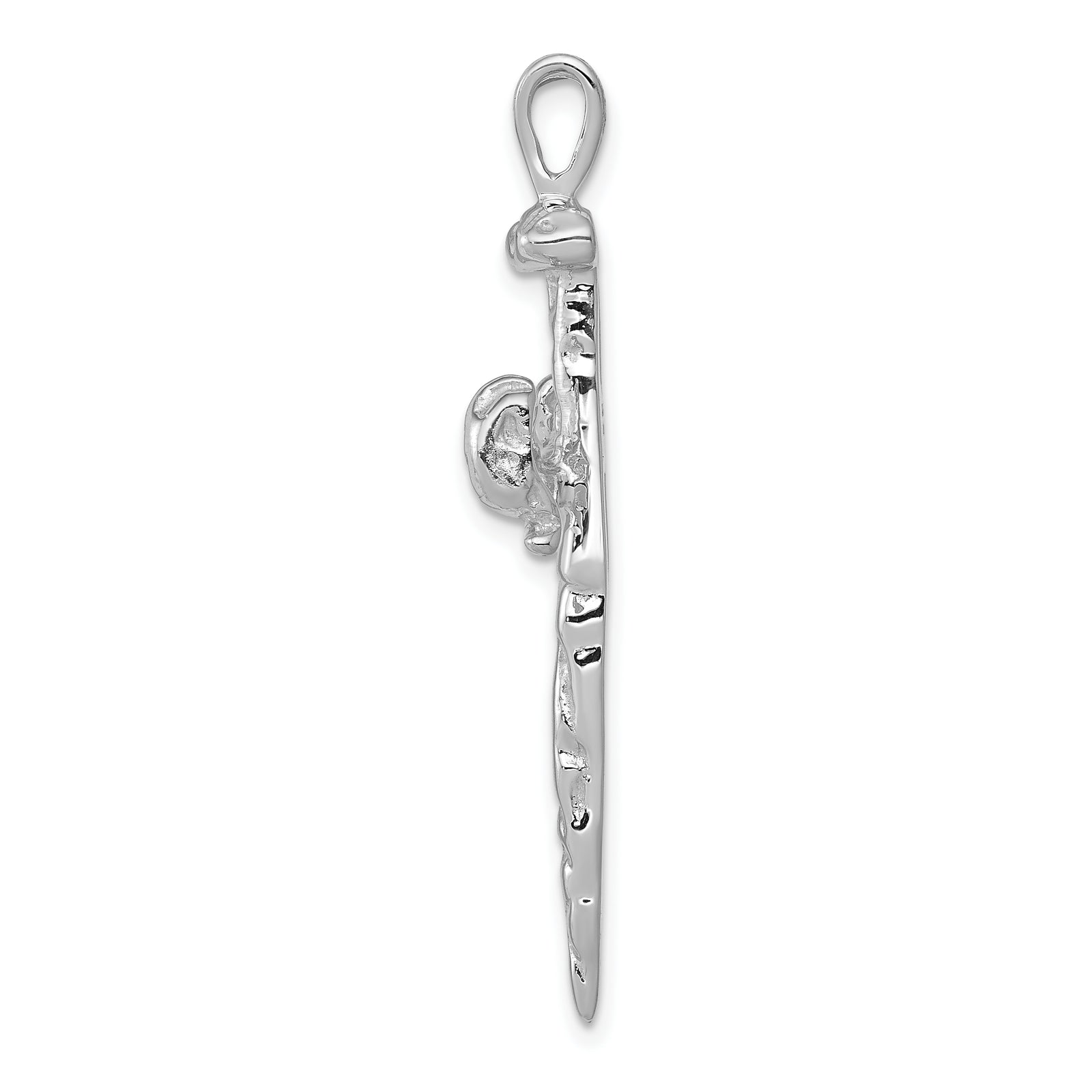 14K White Gold Textured Nail Cross Charm