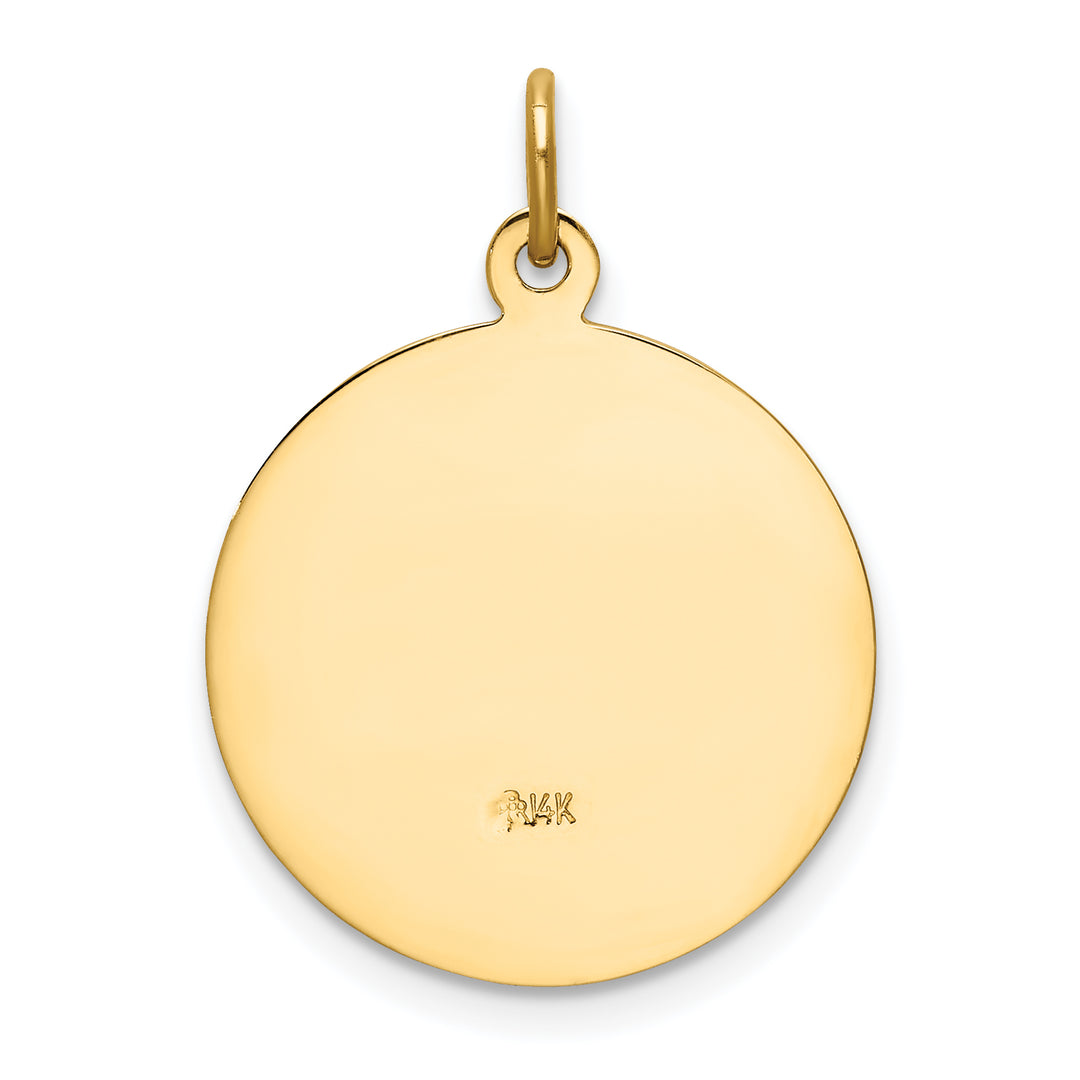 14k Polished and Satin Solid San Juan De Los Lagos Medal Round Pendant