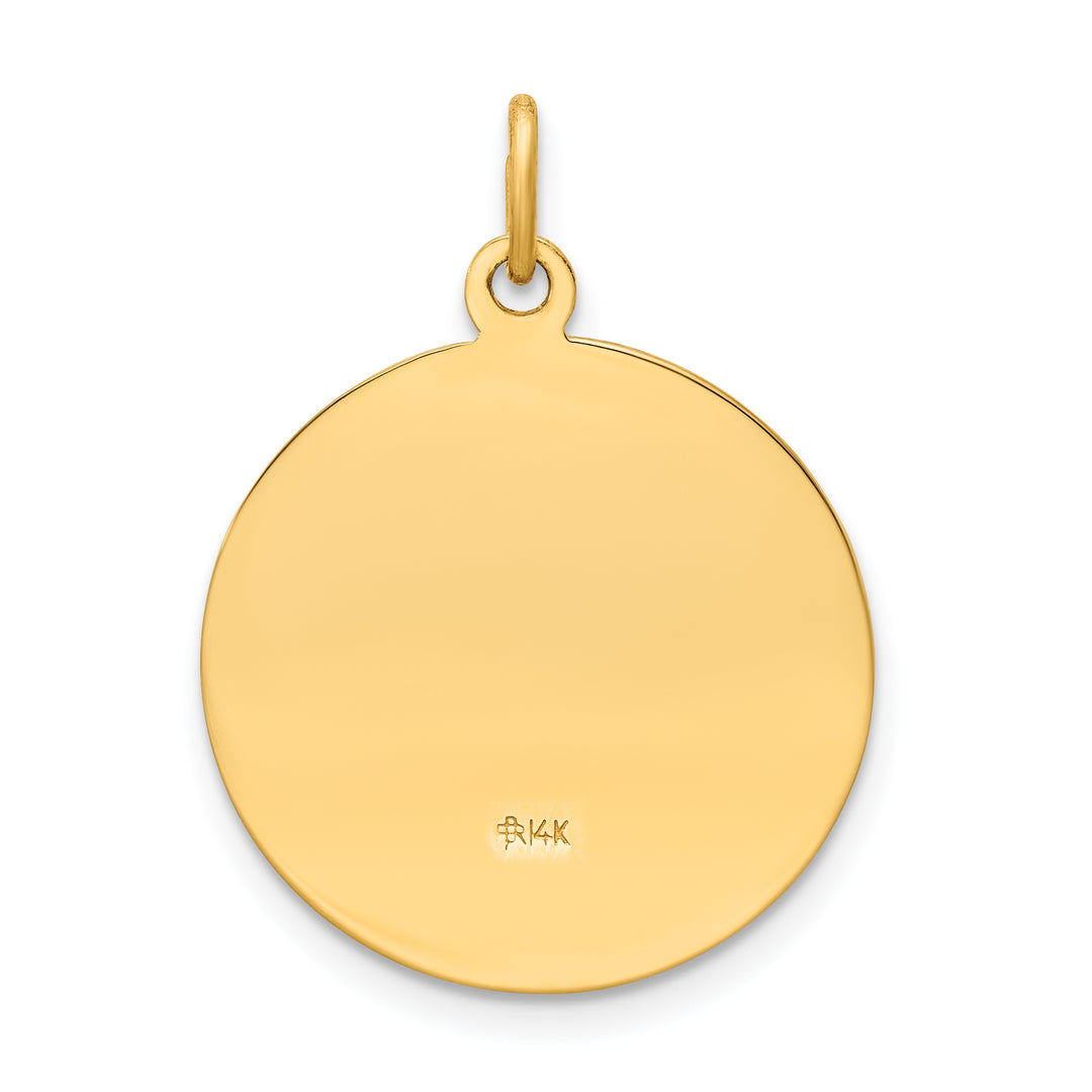 14k Polished and Satin Solid Saint Elizabeth Seton Medal Round Pendant