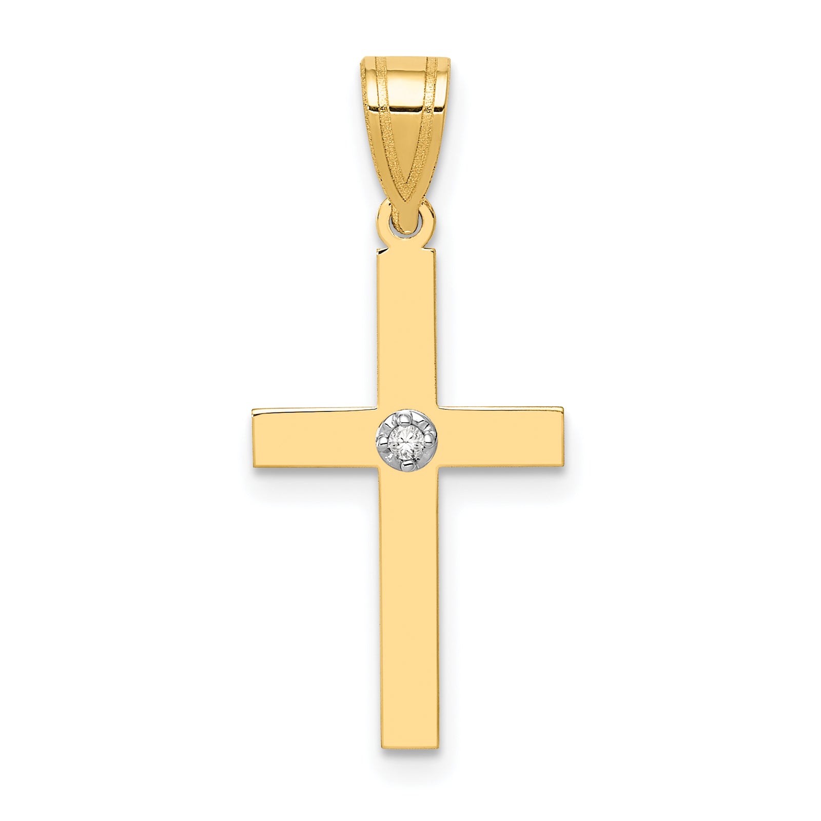14k Polished .01ct. Diamond Cross Pendant