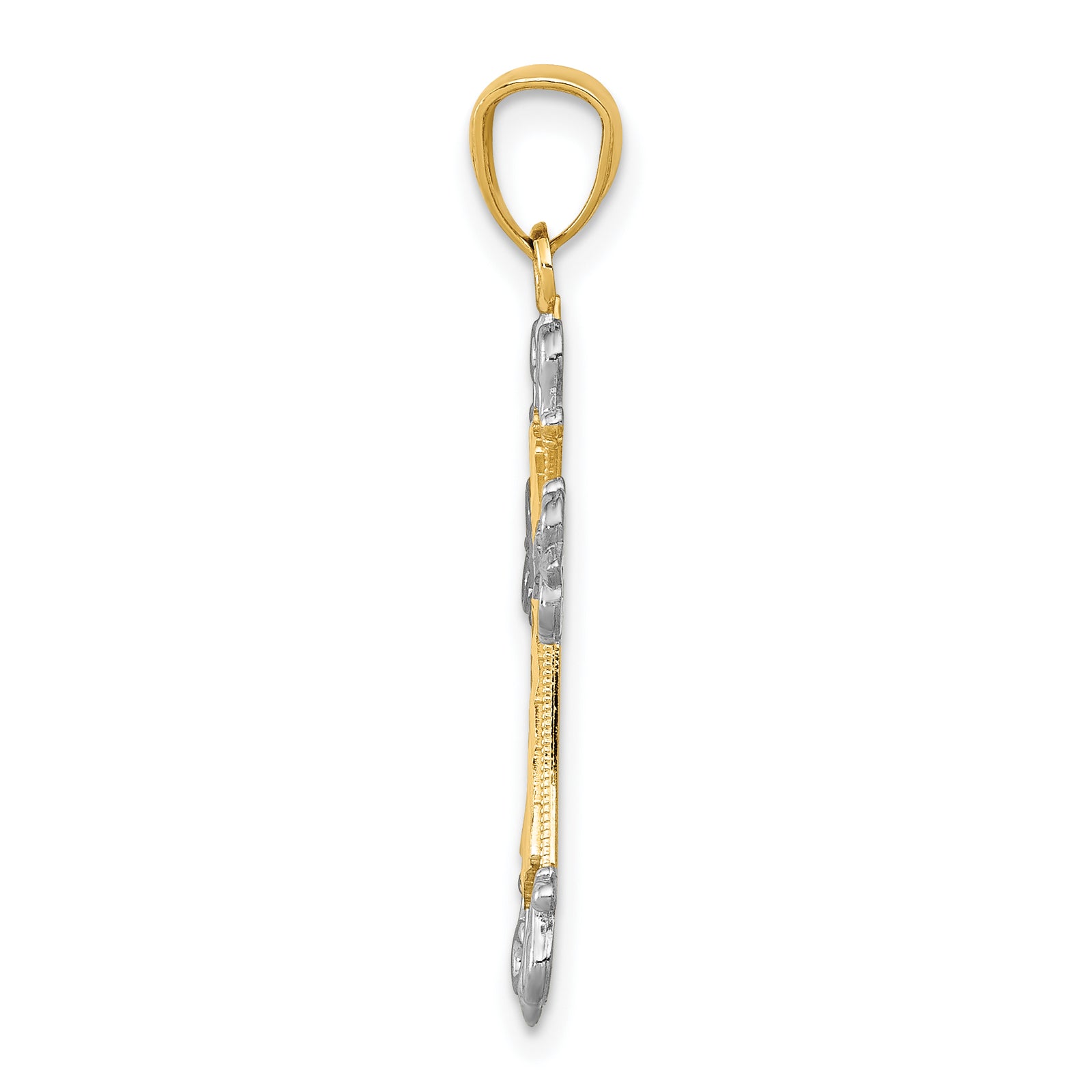 14k and Rhodium D/C Cross Pendant