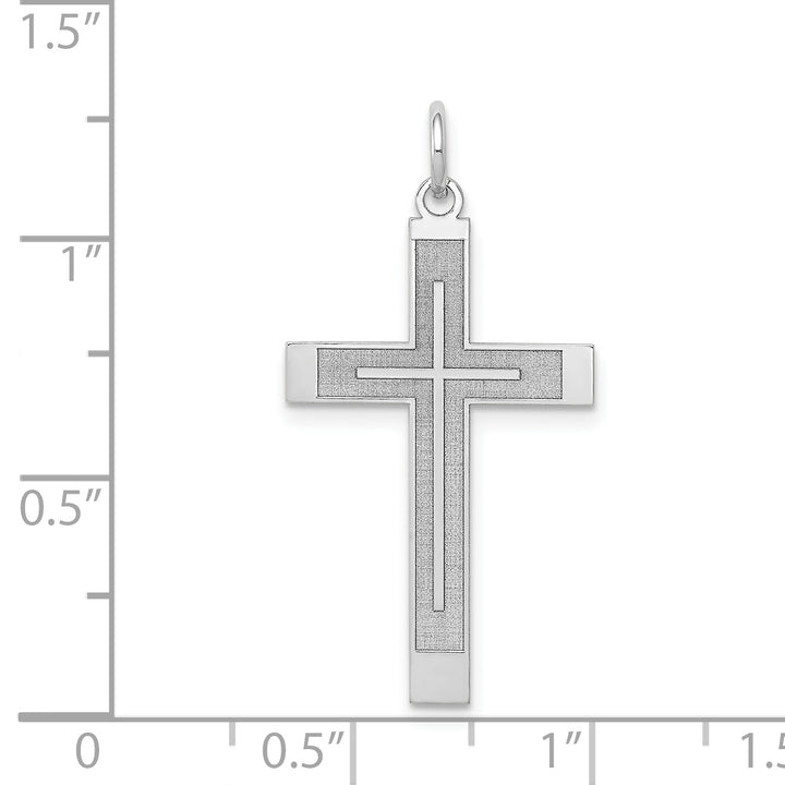 14K White Gold Laser Designed Cross Pendant