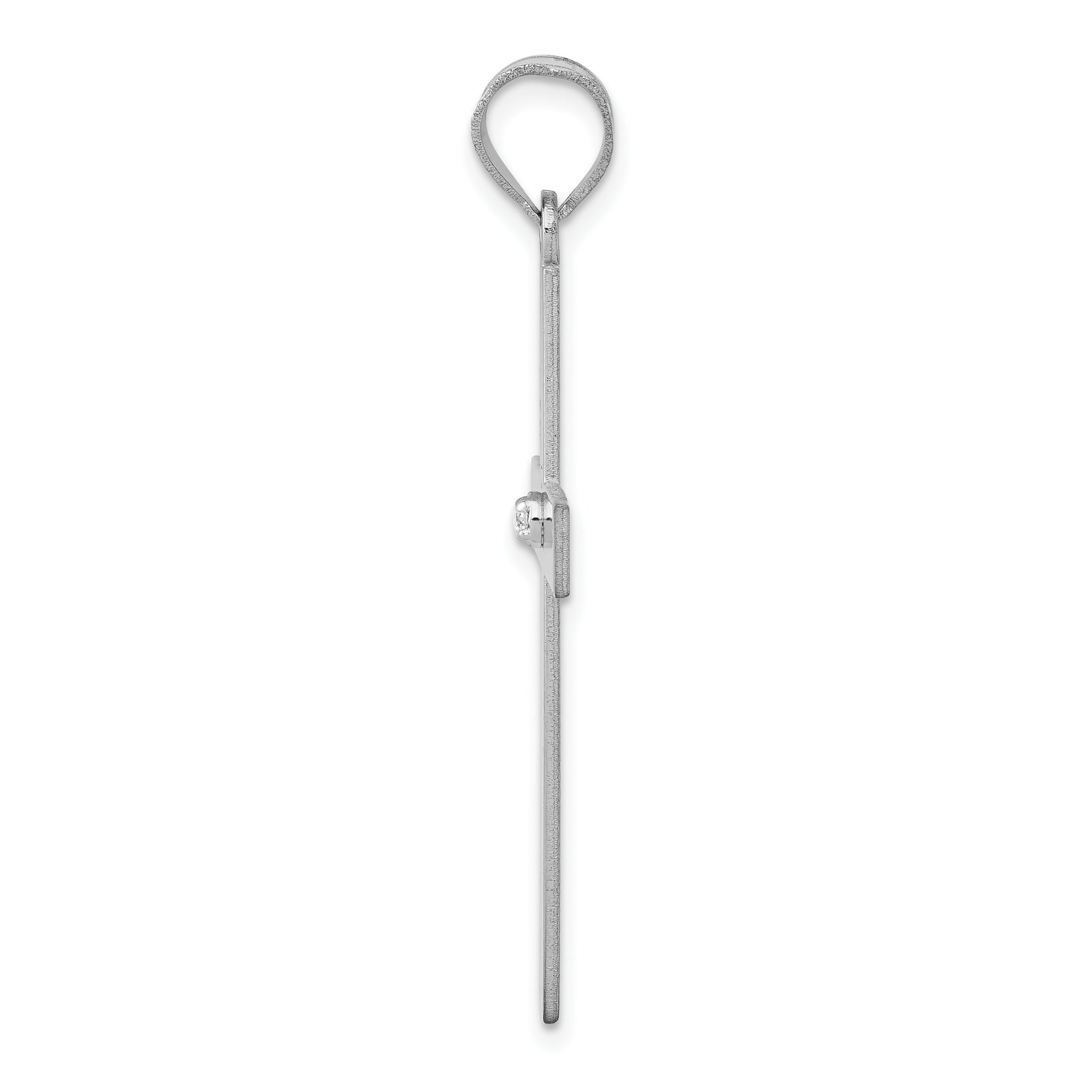 14k White Gold .02ct. Diamond Cross Pendant