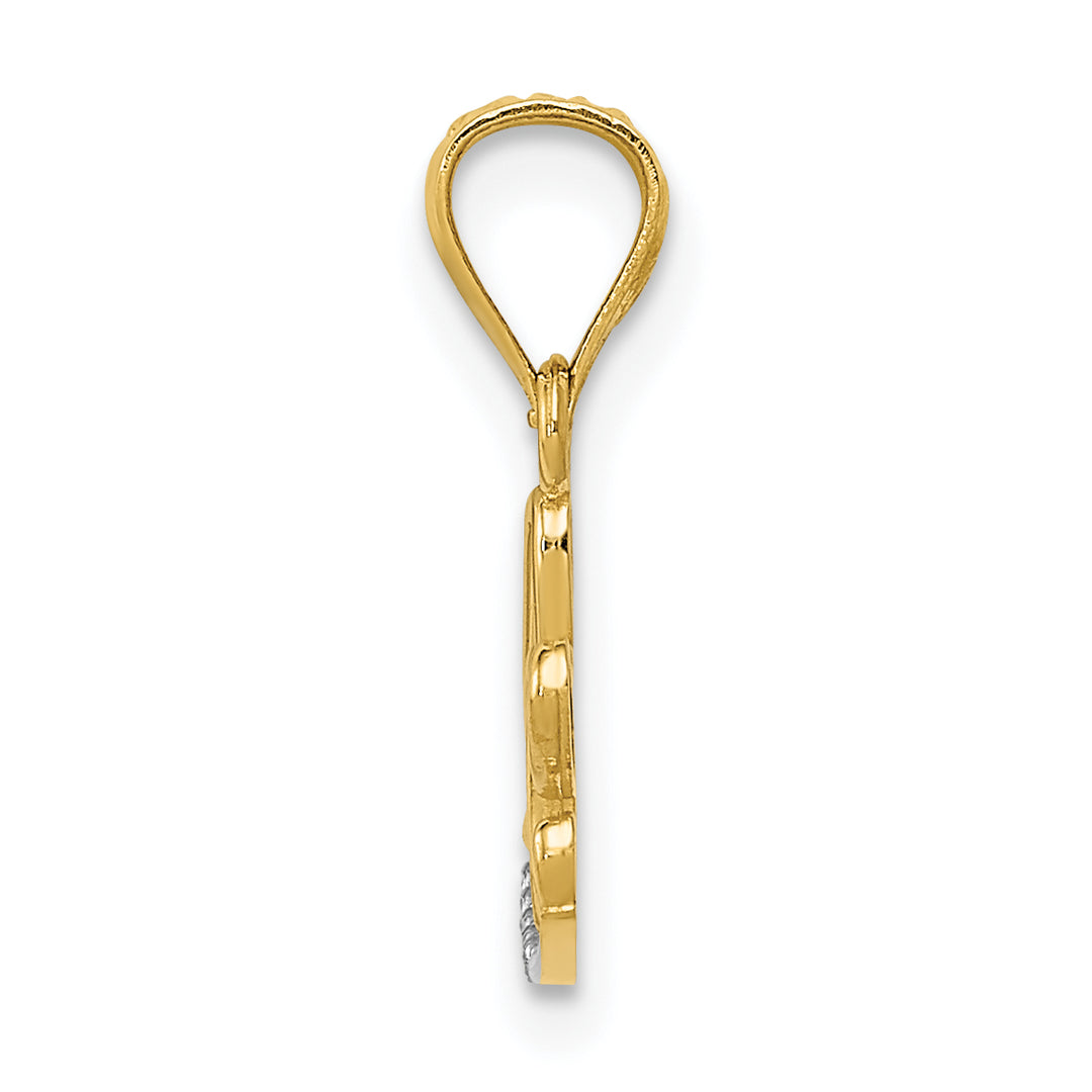 14k w/Rhodium Diamond-cut LOVE Pendant