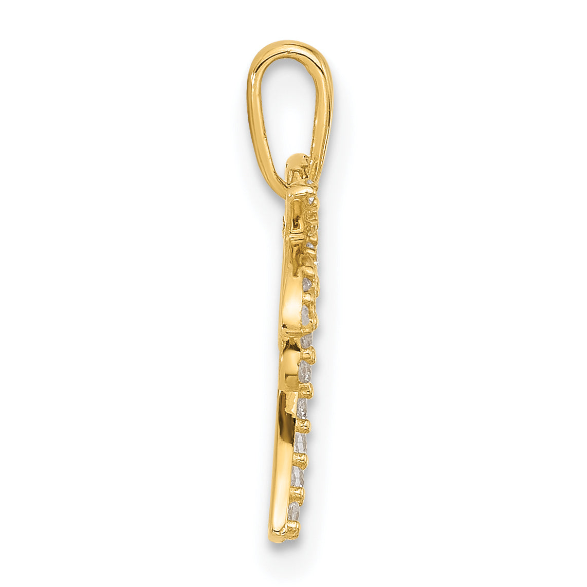 14K Polished CZ Palm Tree Pendant